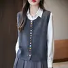 Chaleco de Punto sin Mangas Retro Colorido con Botones para Mujer, Nuevo Estilo Otoño, Holgado y Casual, Suéter Elegante con un Toque de Lujo