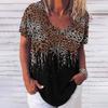 Camiseta nueva de fábrica directa para dama con cuello en V, verano, manga corta, top para hombre, estampado 3D, cuello redondo, casual, patrón de leopardo