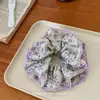 Scrunchie Floral Macio Multicamadas Estilo Pastoral para Mulheres, Estilo Coreano, Respirável e Versátil para o Verão, Scrunchie Roxo