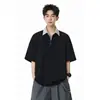 2026 Novo Estilo de Verão Masculino Retrô Americano Camiseta de Manga Curta Costurada Falsa Duas Peças - 230G Solona Camiseta Jovem