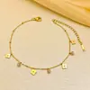 [acero de titanio de cuerpo completo] nueva moda serie de tobilleras de acero de titanio corazón de melocotón luna no se desvanece doble borla joyería para el pie