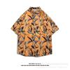 Camisa floral All-Match de férias à beira-mar, masculina, manga curta, solta, estilo havaiano retrô, camisa de praia, jaqueta