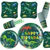 Platos Desechables de Papel, Vasos de Papel, Manteles y Decoraciones Temáticas de Esqueleto de Fósil de Dinosaurio Nuevos Transfronterizos para Fiesta de Cumpleaños Infantil