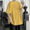 Camiseta de manga corta de color liso estilo Hong Kong para hombre, moderna, combinable, sencilla, holgada, de verano, para estudiantes, blanca de media manga.