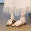 Nuevas sandalias casuales versátiles de talla grande para mujer con correas de velcro, zapatos planos cómodos tipo mamá, zapatos de moda trendy para mujer