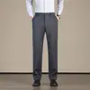 Inverno 2026 Novas Calças Masculinas Quentes com Lã e Seda Mais Veludo Casual de Negócios Calças Sociais de Barra Reta Masculino