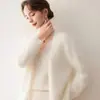 26 Outono Inverno Novo Cardigan de Pelúcia e Caxemira com Botão Único Feminino Simples Confortável Macio Preguiçoso Lã Top Cardigan
