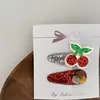 Par de Prendedores de Cabelo Infantis Cereja com Lantejoulas e Gotas d'Água Clip BB Pinça Lateral Pinça para Franja
