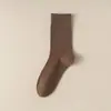 Calcetines Zhuji para mujer, calcetines de media pantorrilla, desodorantes, absorbentes de sudor, para mujer, a la moda, combinan con todo, primavera y otoño, color liso, calcetines deportivos de felpa, otoño e invierno