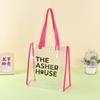 Bolsa de mão transparente de PVC para atacado, logotipo personalizado, bolsa de armazenamento para necessidades diárias, saco plástico transparente, bolsa de costura para carro em PP, personalizada