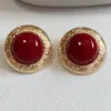 Pendientes de Personalidad Exagerada Vintage Resina Redonda de Palacio Retro Aguja de Plata 925 Pendientes de Borla Venta al por Mayor
