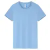 Nova camiseta de algodão penteado de verão com gola redonda para publicidade T-shirt de empresa de manga curta com logotipo bordado venda direta de fábrica
