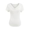 Estilo Maduro Ligero Top de Manga Corta con Cuello Swing Verano Nuevo Ajuste Slim Cintura Adelgazante Look Hombro Derecho Color Caramelo Camiseta Camiseta Base