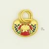 Cuentas de cubo de esmalte dorado y arena de larga duración, cuentas de circón, accesorios para collar y pulsera de bricolaje, accesorios colgantes con candado de longevidad