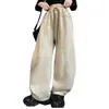 Calças Wide Leg Femininas Outono 2026 Novas Calças de Moletom de Corte Reto Calças de Moda Brancas e Vermelhas Infantis