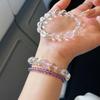 Pulsera Cristalina Blanca y Morada Natural para Mujer, Pulsera de Cuentas de Nicho de Alta Gama Que No Se Desvanece, Joyería Apilable de Verano