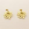 Pendientes de girasol de metal de moda de alta gama versátiles, pendientes huecos irregulares de hoja de arce y corazón