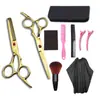 Set de Tijeras de Peluquería Shenxingzhe de 6.0 pulgadas con Cola de Colores Inclinada, Tijeras Planas, Tijeras Entresacadoras, Set de 7 Piezas
