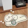 Tapete Coreano Ins Simples com Formato Especial de Gatinho e Cachorro para Sala de Estar, Janela Sanfonada, Tapete Decorativo para Chão, Absorvente de Água e Resistente a Manchas, Cobertor para Quarto ao Lado da Cama