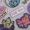 Etiqueta de Bordado Computadorizado Desenho Animado Letras Inglesas Rádio Etiqueta de Tecido Acessórios para Diário Adesivos de Patch DIY Adesivos de Bordado