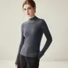 Suéter de una sola pieza 100% cachemira para mujer, cuello semi-alto, suéter de punto ajustado, estilo otoño e invierno