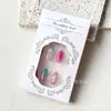 Unhas Postiças Olho de Gato Transfronteiriças Pontas de Unha Flor de Resina Marmorizado Unhas Amêndoa Estilo Simples Suave 30 Peças Modelo Nail Art Pontas de Unha