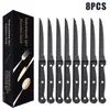 Faca de aço inoxidável serrilhada para bife Amazon, conjunto com 12 peças, faca serrilhada estilo ocidental para bife, faca de cozinha para pão e frutas