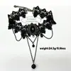 Collar de Encaje Cruzado Europeo y Americano para Mujer Cadena para Clavícula Estilo Gótico Oscuro de Nicho de Alta Gama Colgante de Borla Negro Hueco