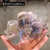 Pinza de Flor de Cristal Súper Hada de Alta Resistencia para Mujer, Pinza de Tiburón con Lazo Rosa y Morado de Gama Alta, Pinza para el Cabello de Nuevo Estilo con Gran Volumen