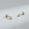 Pendientes de plata de ley S925 con forma de triángulo hueco y rosca sin aguja, estilo japonés y coreano, chapados en oro K, ligeros y lujosos, para mujer.