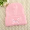 Chapéu de Lã Tricotado Cor Sólida Estilo Coreano com Laço, Gorro Quente Afunilado Espessado, Chapéu de Viagem ao Ar Livre para Casal, Em Estoque