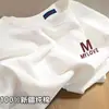 Camiseta de Algodón Puro Pesado Estilo Coreano para Mujer 2025 Verano Nuevo Holgada Blanca Talla Grande Marca de Moda Top de Manga Corta Ins