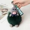 Colgante de bola de pelo de zorro real, lindo muñeco de peluche, llavero para coche, accesorios, bolso, adornos, muñeco durmiente