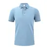 Camiseta Polo Cor Sólida Pesada Camiseta Logo Impresso Algodão de Imitação Fina 215g Gola Lapela Pesada Macacão Paul Manga Curta