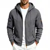 Sudadera con capucha y cremallera de peso pesado para hombre, estilo europeo y americano, otoño e invierno, holgada, con forro de terciopelo, para trabajo, para ir al trabajo, informal, de manga larga