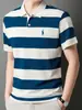 Nueva Camisa Polo de Verano Manga Corta Camiseta Rayada de Moda Ropa Bordada para Hombres de Mediana Edad Casual Manga Corta Cuello Solapa Venta al por Mayor