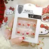 Productos de Uñas Portátiles Gato de Dibujos Animados Lindo Parches para Uñas Postizas Manicura con Estampado de Leopardo Parches para Uñas con Lazo Venta al por Mayor B10