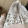 Pantalones de Pijama Fluffy de Copo de Nieve para Mujer Otoño Invierno Sueltos Lindos Casuales Estampado de Leopardo Dibujos Animados Cálidos para Casa Pantalones Largos