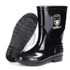 Botas de lluvia para hombre de protección laboral, botas de lluvia cortas de caña alta, impermeables, antideslizantes, con forro de felpa engrosado, resistentes a ácidos y álcalis, botas de agua extra altas, botas de goma para cocina
