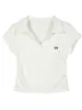 Camiseta de Verano de Algodón Puro de Manga Corta para Mujer Talla Grande, Diseñada con Cuello Polo, Corte Ajustado, Hombro Normal, Top Favorecedor