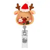 Porta credencial retráctil de acrílico con shaker navideño Carrete retráctil para credencial de árbol de Navidad con clip de cocodrilo giratorio