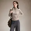 Conjunto Deportivo de Yoga para Mujer Otoño/Invierno con Felpa Adicional Adelgazante Moldeador Top con Cuello Alto y Cremallera Pantalones de Fitness Sueltos de Pierna Ancha