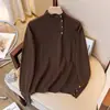 Elegante y Lujoso Suéter de Punto Negro de Cuello Medio para Mujer, Nuevo Estilo Primavera y Otoño 2025, Se Puede Usar como Prenda Exterior o como Prenda Base