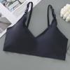 Ropa interior de mujer de una pieza de seda helada sin marcas, espalda hermosa, cómoda, con almohadilla en el pecho, tirantes, tubo para el pecho envuelto, chaleco de seda helada