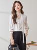 Moño Elegante V Top Francés Camisa Estilo Nuevo Cuello de Mujer Adelgazante Cinta 2024 Otoño Suave Camisa de Cinta