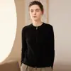 Nuevo cárdigan de punto de cachemira con doble cremallera Otoño/Invierno 2025 para mujer, ajuste ceñido, acanalado, cuello redondo, chaqueta de punto de cachemira