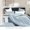 Conjunto de Quatro Peças Bordado Liso de Luxo Leve, Capa de Edredom de Tecido com Textura Delicada, Conjunto de Roupa de Cama para Casa para Pousadas e Hotéis