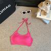 Camisola de Verano Sexy Estilo Resort de Playa con Tirantes Halter y Ombligo Descubierto para Mujer