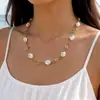 Joyas Yongge Nuevo Estilo Transfronterizo Cadena para Clavícula Estilo Retro Francés Collar con Colgante Irregular Gargantilla de Piedra para Mujer