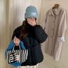 Sombrero de lana casual versátil estilo ins otoño e invierno 2024, gorro de parche tejido azul leche, cálido para circunferencia de cabeza grande, gorro para el frío